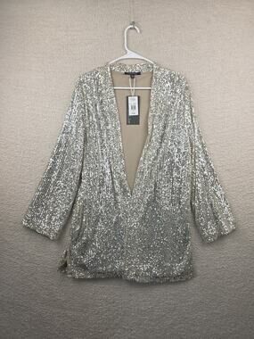 Laurel Grey Sequin Duster Cardigan Size Large NWT